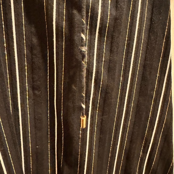 Ann Taylor Black Shift Dress with Metallic Gold and White Stripes Size 10 - Picture 5 of 6